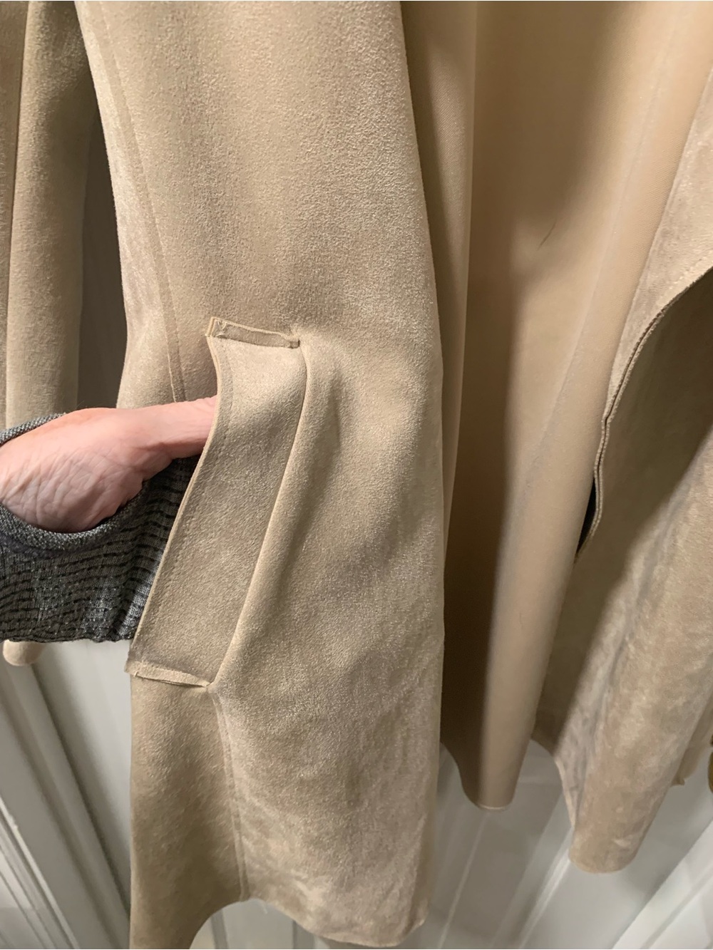 Magaschoni Taupe Suede Belted Trench Coat - Picture 3 of 3